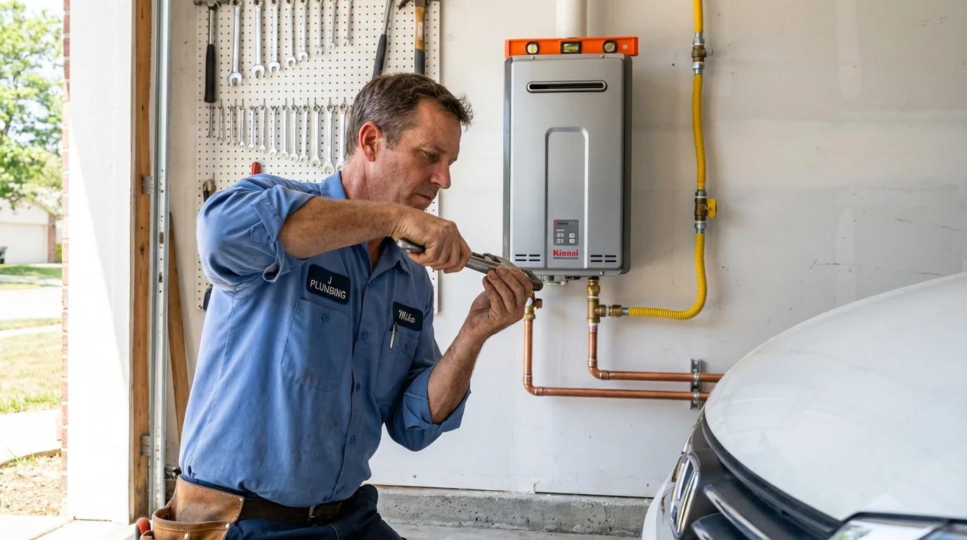 Tankless water heater installation by a Johns Plumbing LLC plumber in Daly City